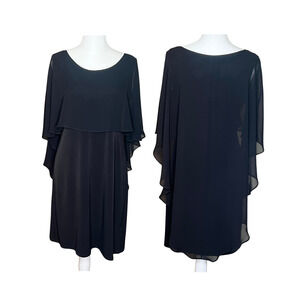 Glamour Black Capelet Dress Sheer Overlay Holiday Wedding Cocktail Evening Goth